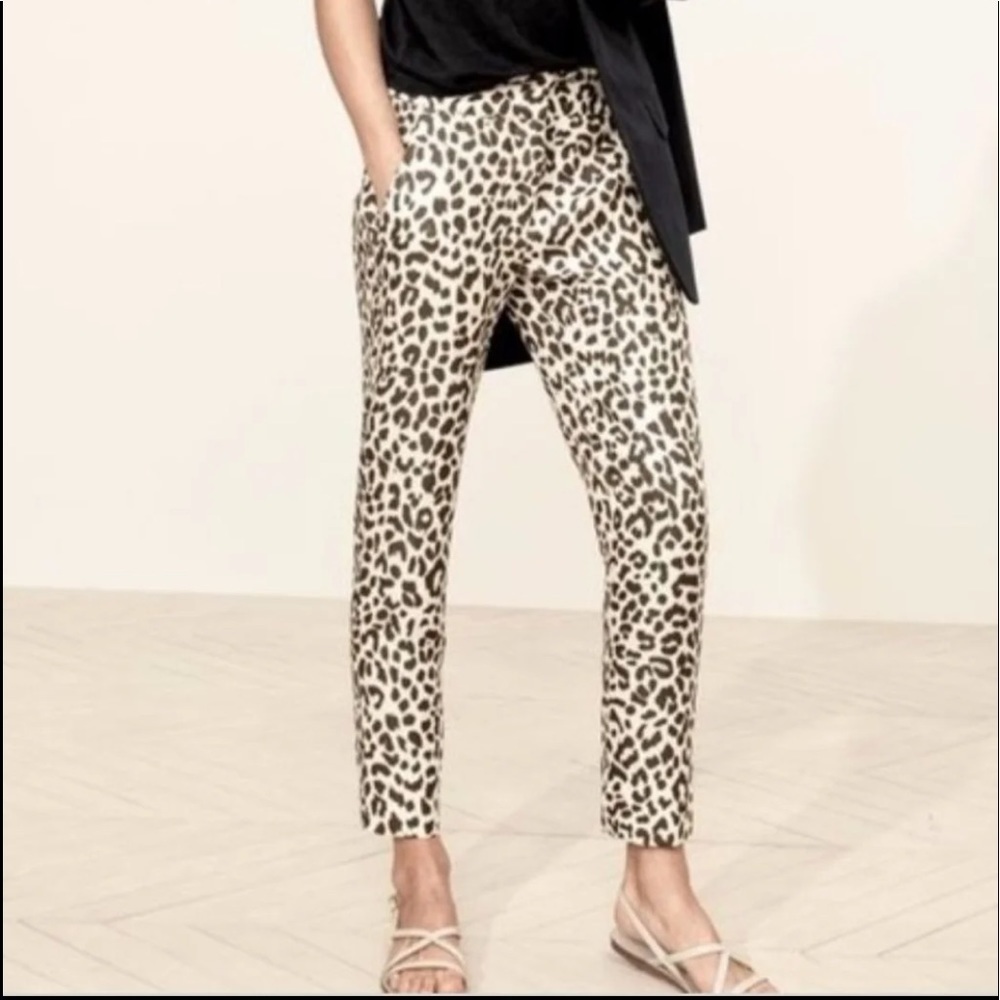 J. Crew Leopard Print Mid Rise Cropped Slim Pants